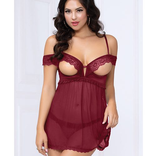 Enticing Wine Babydoll Set by Seven Til Midnight in Melody's Room